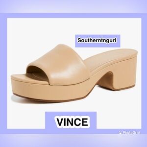 NWT  VINCE    “ Margo “ Platform Leather Slip on Sandals Heels